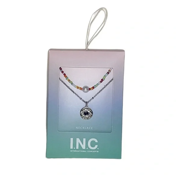 INC International Concepts Mixed Bead and Evil Eye Pendant Necklaces 2 Pc Set - Picture 3 of 11
